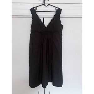 Isabel Marant Mainline 'Wilby' Black Cotton Scalloped V-Neck Dress FR40 Like New